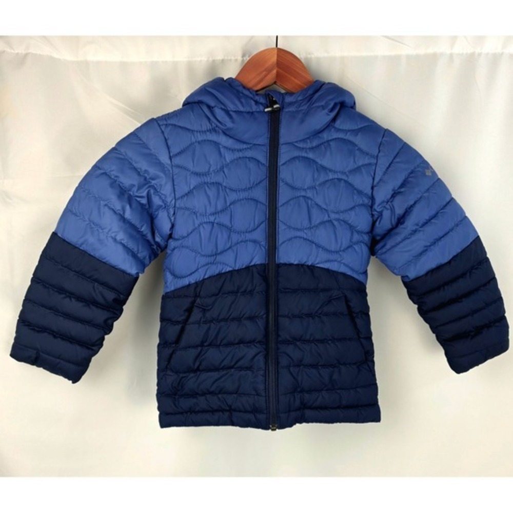 Columbia Kids XXS 4/5 Blue Hooded Puffer Jacket Quilted Full Zip Insulated Coat